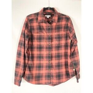 Carhartt Flannel Shirt Button Down Long Sleeve Plaid Red Black Casual Women Sz 8
